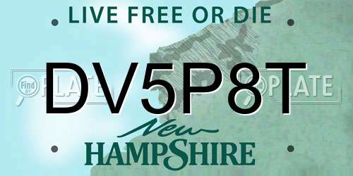 DV5P8T New Hampshire License Plate
