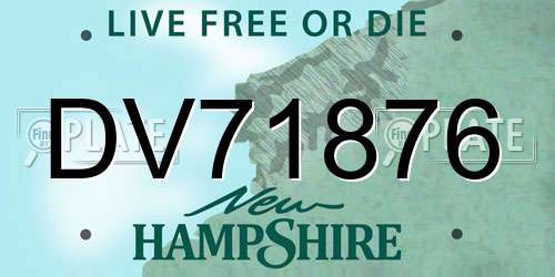 DV71876 New Hampshire License Plate