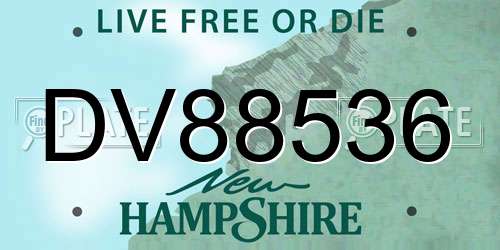 DV88536 New Hampshire License Plate