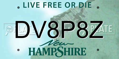 DV8P8Z New Hampshire License Plate
