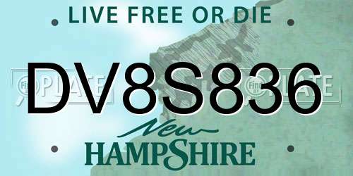 DV8S836 New Hampshire License Plate