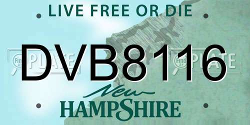 DVB8116 New Hampshire License Plate
