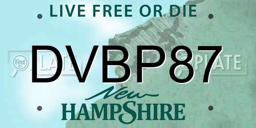 DVBP87 New Hampshire License Plate