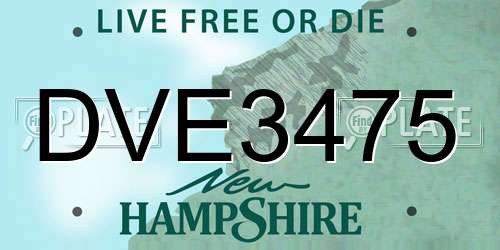 DVE3475 New Hampshire License Plate