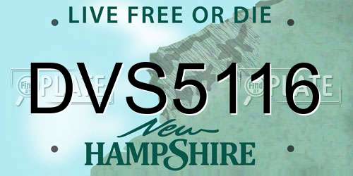 DVS5116 New Hampshire License Plate