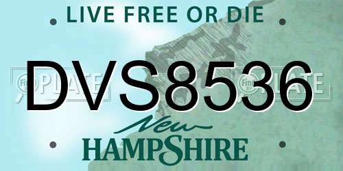 DVS8536 New Hampshire License Plate