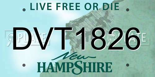 DVT1826 New Hampshire License Plate