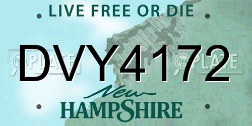 DVY4172 New Hampshire License Plate