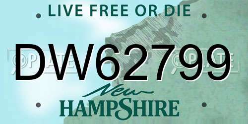 DW62799 New Hampshire License Plate