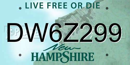 DW6Z299 New Hampshire License Plate