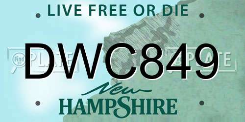 DWC849 New Hampshire License Plate