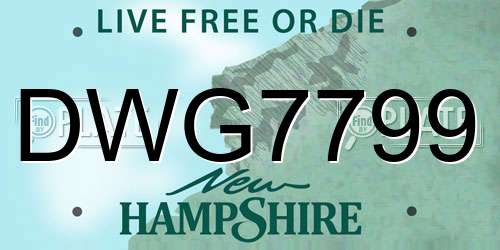 DWG7799 New Hampshire License Plate