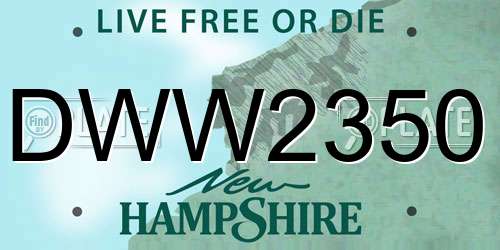 DWW2350 New Hampshire License Plate