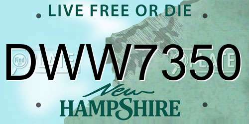 DWW7350 New Hampshire License Plate