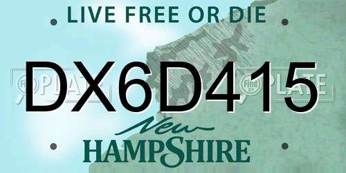 DX6D415 New Hampshire License Plate