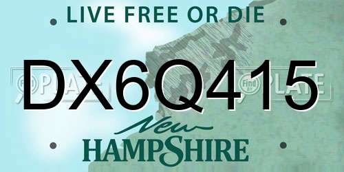 DX6Q415 New Hampshire License Plate