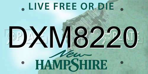 DXM8220 New Hampshire License Plate