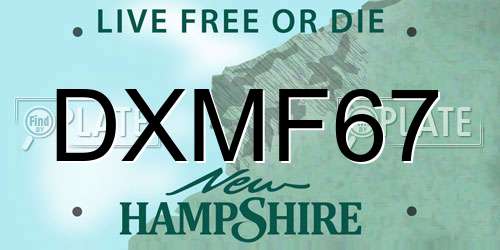 DXMF67 New Hampshire License Plate