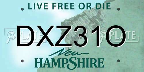 DXZ31O New Hampshire License Plate
