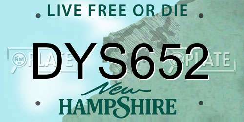 DYS652 New Hampshire License Plate