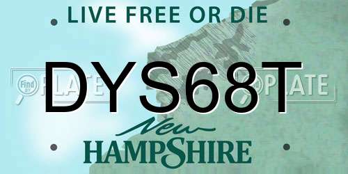 DYS68T New Hampshire License Plate