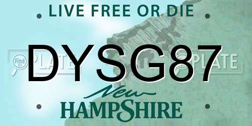 DYSG87 New Hampshire License Plate