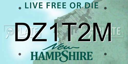 DZ1T2M New Hampshire License Plate