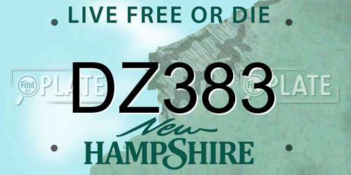DZ383 New Hampshire License Plate