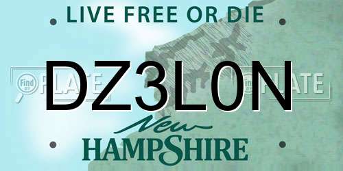 DZ3L0N New Hampshire License Plate