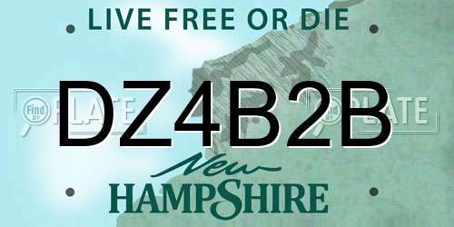 DZ4B2B New Hampshire License Plate