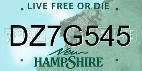 DZ7G545 New Hampshire License Plate