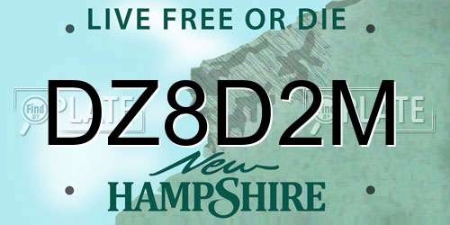 DZ8D2M New Hampshire License Plate