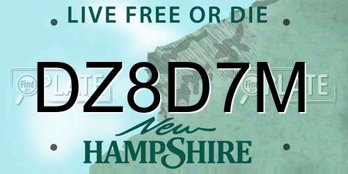 DZ8D7M New Hampshire License Plate
