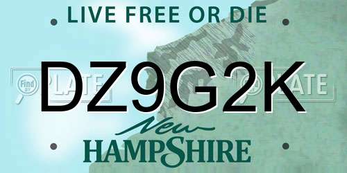 DZ9G2K New Hampshire License Plate