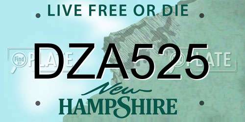 DZA525 New Hampshire License Plate