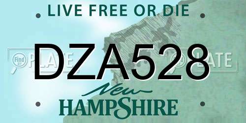 DZA528 New Hampshire License Plate