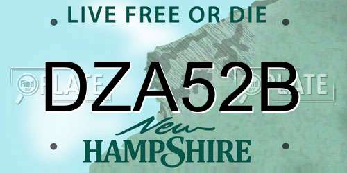 DZA52B New Hampshire License Plate