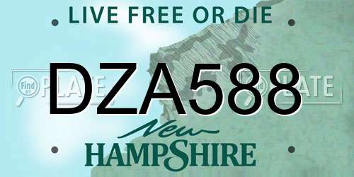 DZA588 New Hampshire License Plate