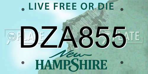 DZA855 New Hampshire License Plate