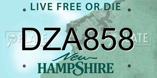 DZA858 New Hampshire License Plate