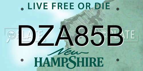 DZA85B New Hampshire License Plate