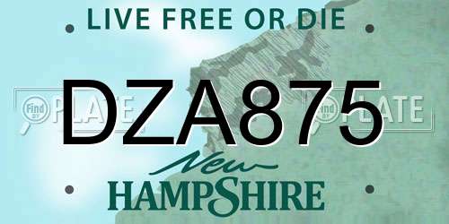 DZA875 New Hampshire License Plate
