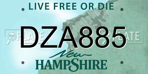 DZA885 New Hampshire License Plate
