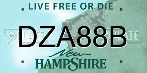 DZA88B New Hampshire License Plate