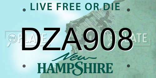 DZA908 New Hampshire License Plate