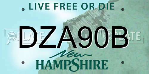 DZA90B New Hampshire License Plate