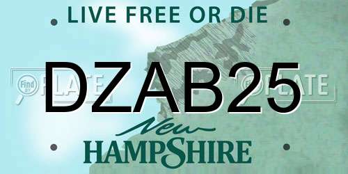 DZAB25 New Hampshire License Plate