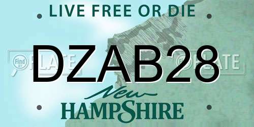 DZAB28 New Hampshire License Plate