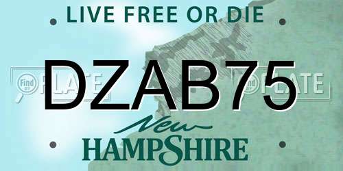 DZAB75 New Hampshire License Plate