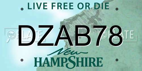 DZAB78 New Hampshire License Plate